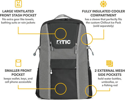 RTIC Chillout 24 Can Backpack Cooler Insulated Portable Soft Cooler Bag for Lunch, Beach, Drink, Beverage, Travel, Camping, Picnic, Car, Hiking