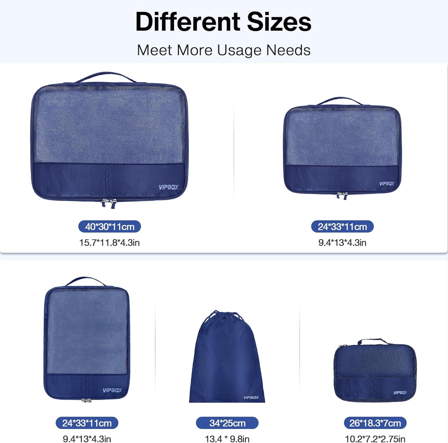 5 Set Packing Cubes Travel for Luggage Durable Suitcases Organizer Bags Lightweight Airplane Travel Vacation Essentials Accessories for Carry on (BLue)
