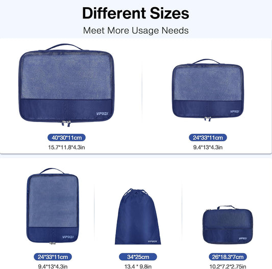 5 Set Packing Cubes Travel for Luggage Durable Suitcases Organizer Bags Lightweight Airplane Travel Vacation Essentials Accessories for Carry on (BLue)