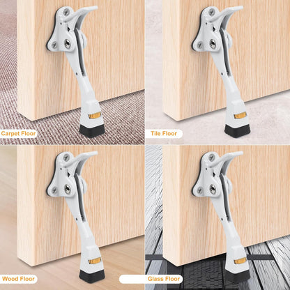Kick Down Door Stoppers for Bottom of Door, Heavy Duty Kickdown Door Stop, Adjustable Door Stoppers (4 Inch x 1 Pack, White)