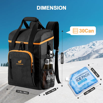Odoland Cooler Backpack, 30 Cans Insulated Leak-Proof Cooler Bag with Ice Pack for Women and Men, Waterproof Beach Lunch Cooler