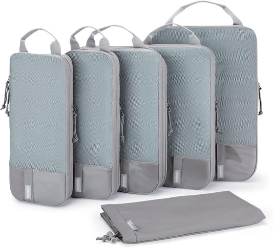 BAGSMART 6 Set Compression Packing Cubes - Lightweight Travel Essentials, Durable Luggage Organizer