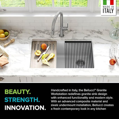 KRAUS Bellucci 30” in. Undermount Workstation Granite Kitchen Sink in White - Image 4