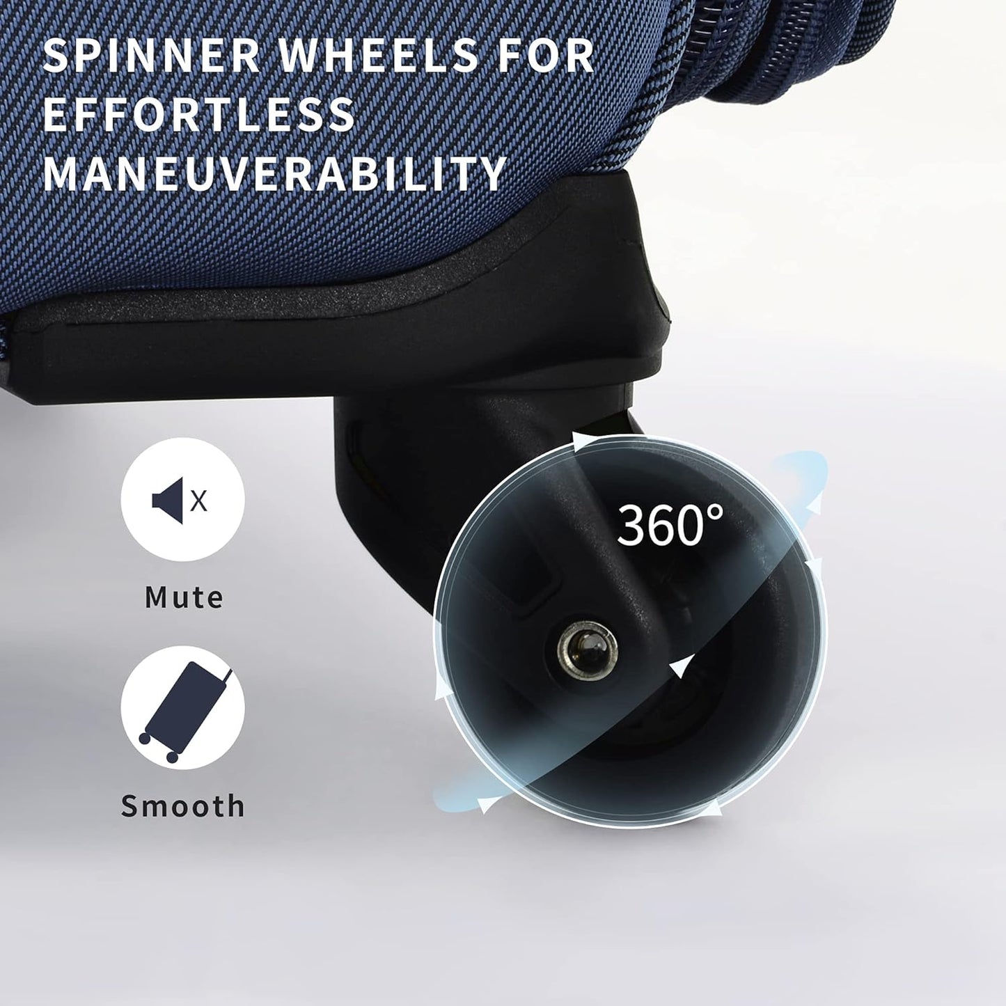 Merax Softside Luggage Set Softshell Lightweight 3 Piece Spinner Suitcase 22" 26" 30" Deep Blue