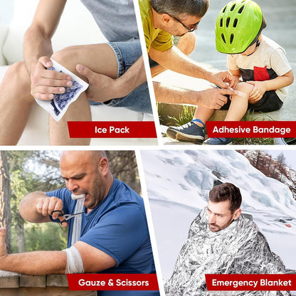 PTEROMY 300 Piece First Aid Kit, Portable Small Emergency Kits Compact 1st Aid Kit with Hard Storage Case for Car, Travel, Home, Camping, Outdoor, Hiking