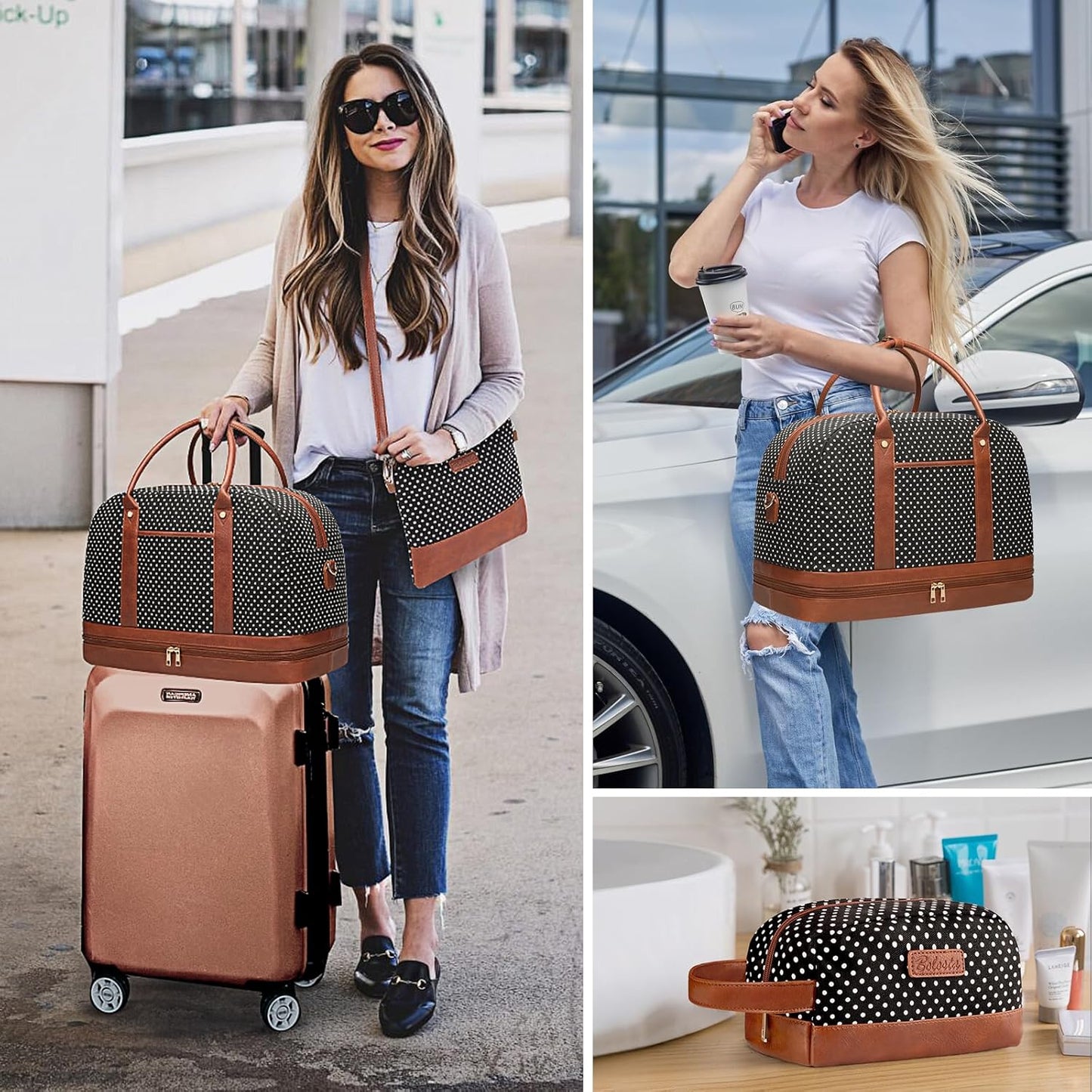 Weekender Bag for Women Canvas Overnight Bag Large Travel Tote Bag Carry on Shoulder Duffle Bag With Shoe Compartment,Perfect for Travel/Daily Use/Birthday Gift …