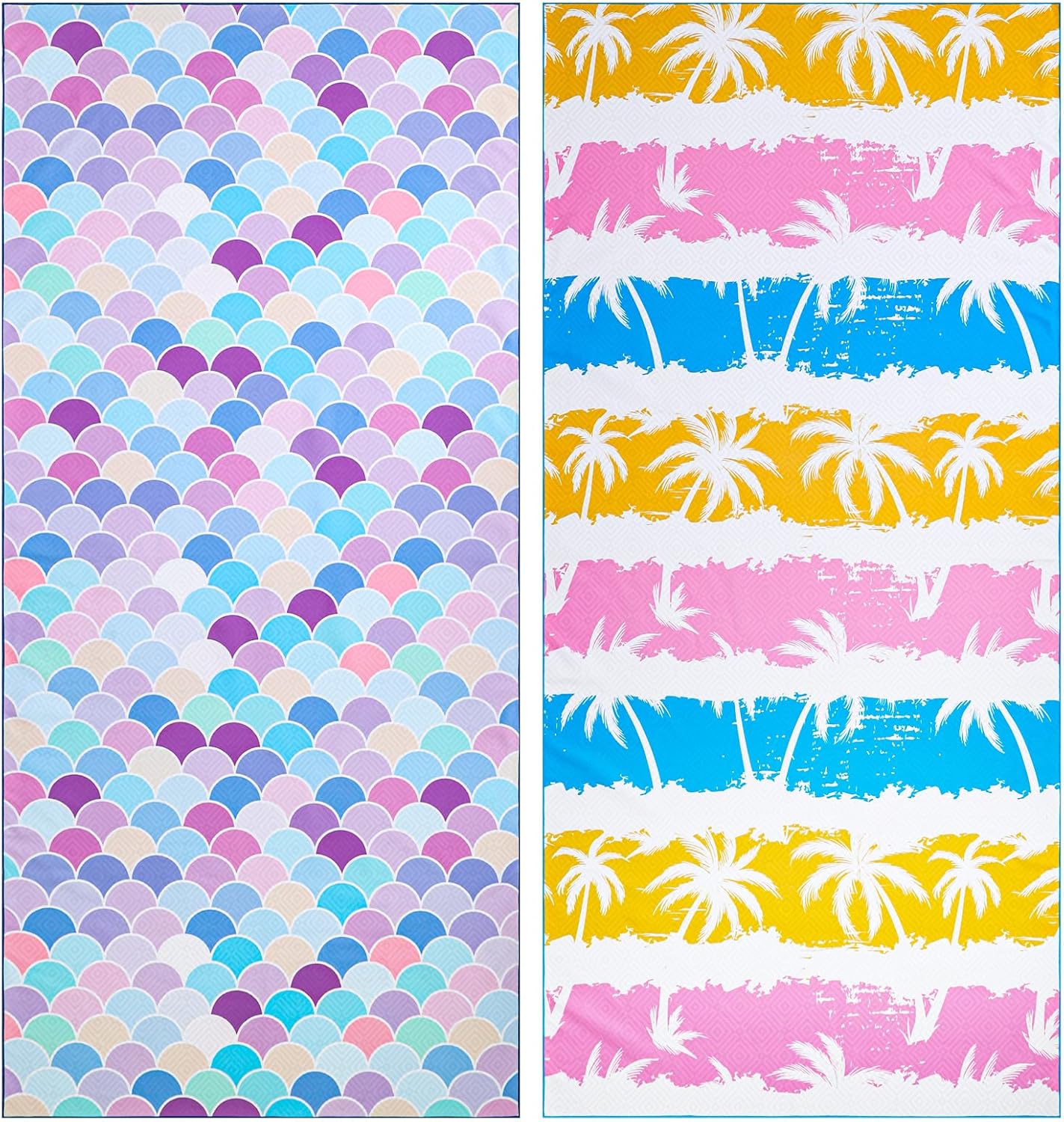 2 Pack Microfiber Beach Towel, Oversized Pool Towel 75”x 35”, Sand-Free Beach Towel, Quick Drying Camping Towel, Super Absorbent Bath Towel Blanket, Soft Breathable and Lightweight