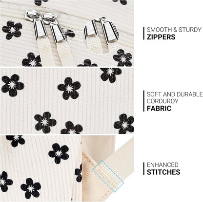 ZORFIN 26L Backpack for College, and Travel: Corduroy Bookbag - Floral