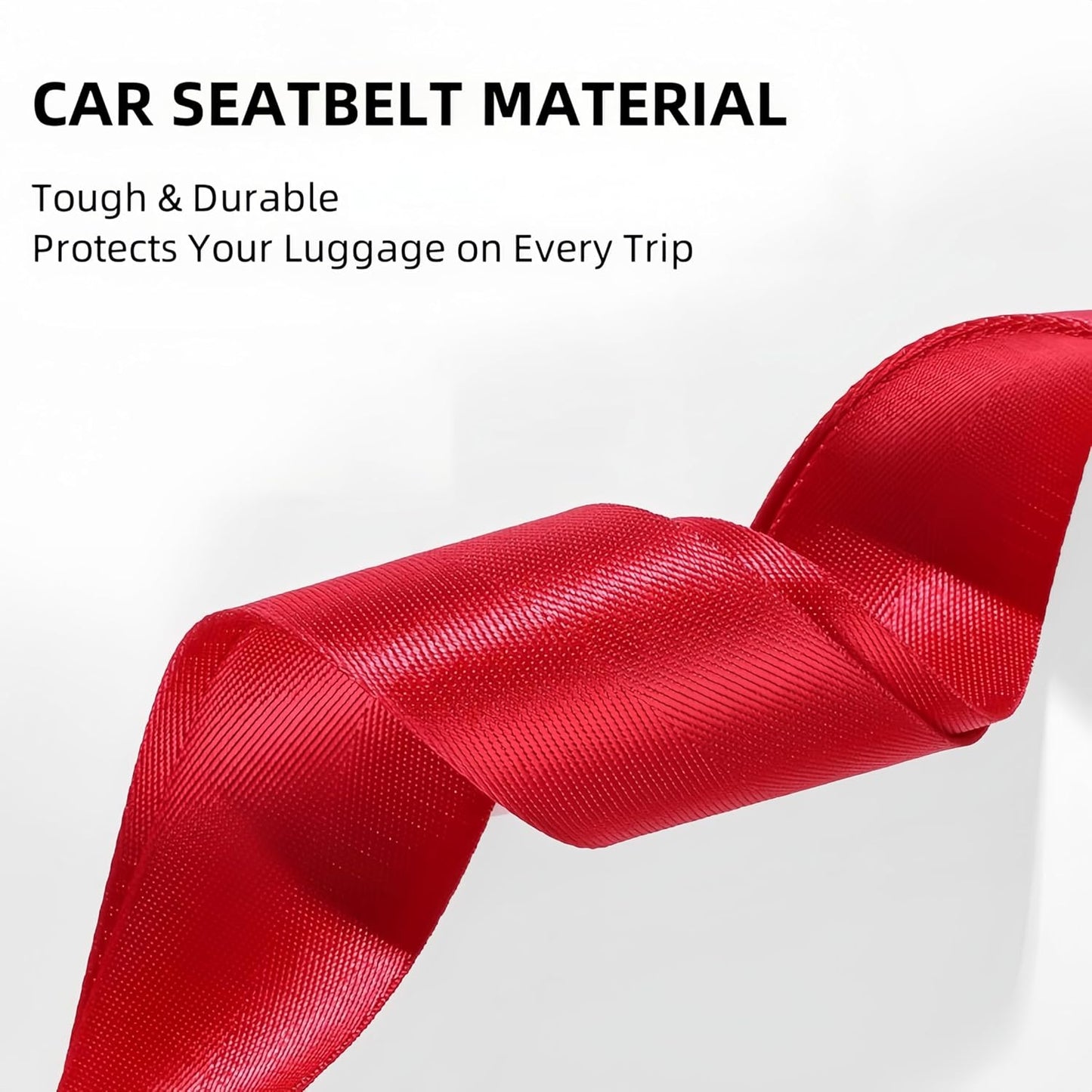 2-Pack Adjustable Luggage Straps for Suitcases – 2-Inch Wide Cross Travel Belt for 20"-32" Carry-On, Large & Collapsible Luggage – Durable Seatbelt Material, Suitcase Belts & Connector Straps (red)