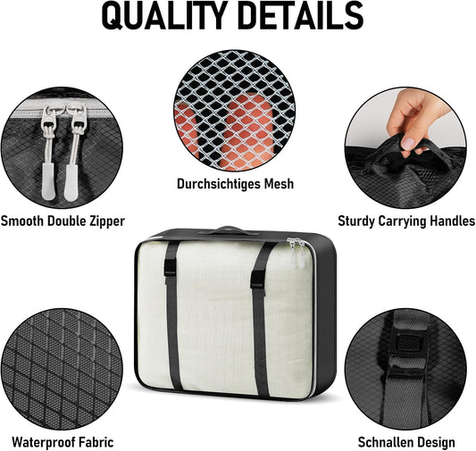 4-Piece Packing Cube Set - Lightweight Luggage Organizers for Travel, Vacation and Suitcases - Durable Accessories with Compression