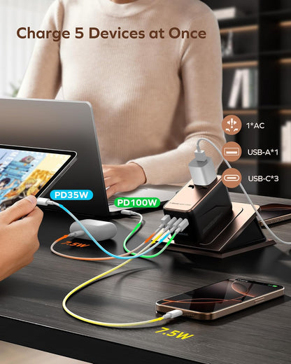 MOMAX Universal Travel Adapter, 170W GaN International Power Adapter, 2 USB-C 2 USB-A, Worldwide Travel Plug Adapter, International Power Adapter for Most Europe, USA, Japan, Australia (Type C/A/G/I)