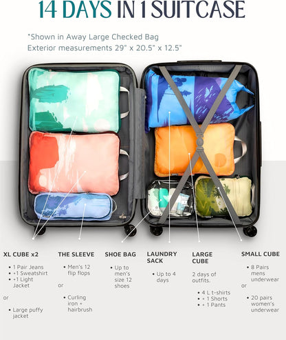 Large Compression Packing Cubes for Travel-Packing Cube Luggage Organizers 7 Piece Set for Checked Luggage-Ultralight, Expandable/Compression Bags by TRIPPED Travel Gear (Landscape)