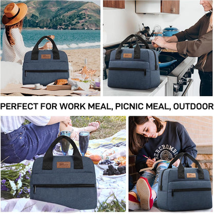 HOMESPON Insulated Lunch Bag for Women Men Lunch Box Cooler Lunch Tote for Work Picnic (Navy)