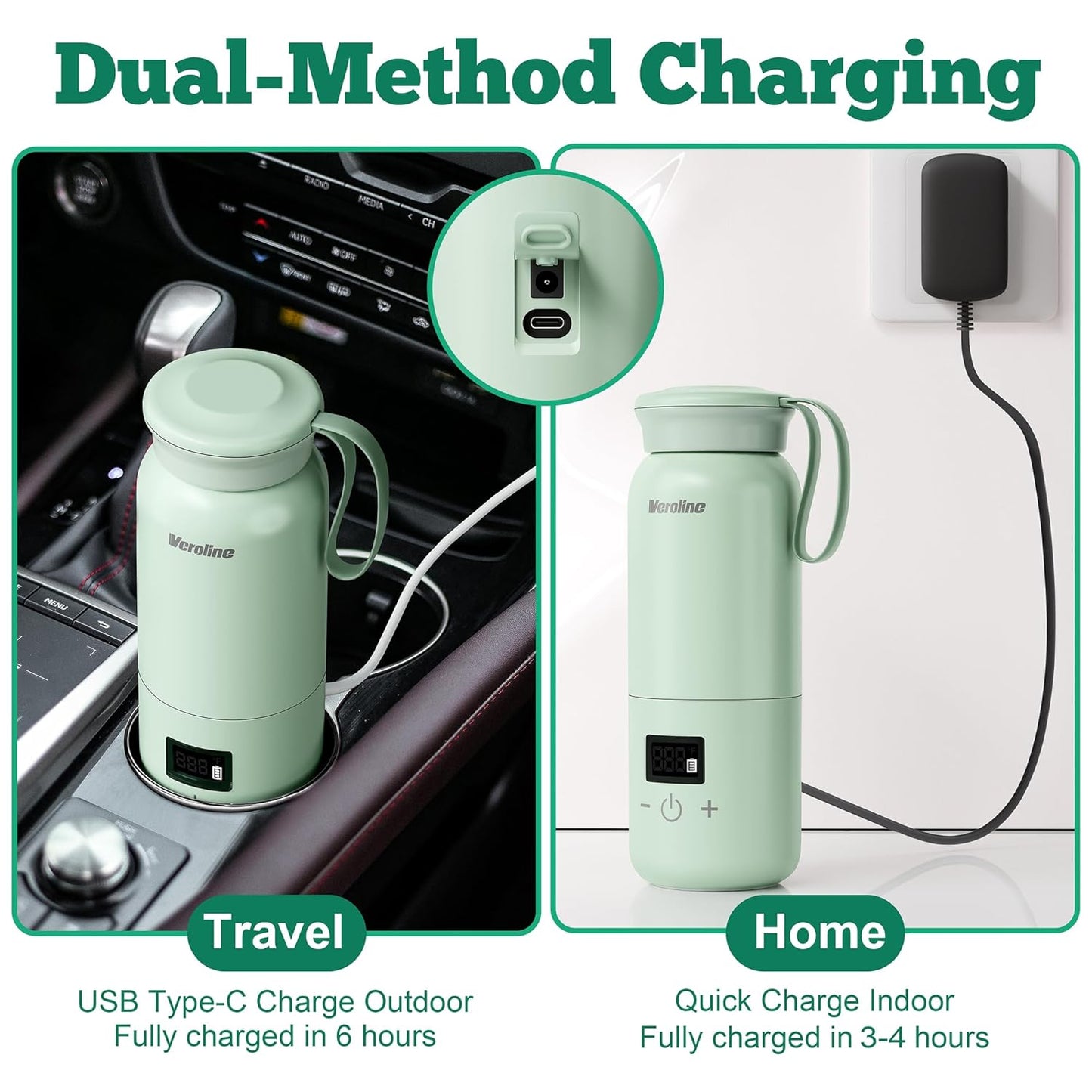 Portable Bottle Warmer for Travel, Baby Bottle Warmer with Adjustable Temp & Keep Warm for Formula, Breastmilk, Super Fast Charging & Rechargeable Milk Warmer, Cordless Water Warmer