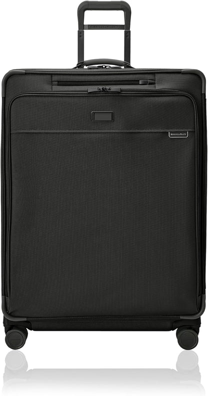 Briggs & Riley 31" Extra Large Expandable Spinner - Checked Luggage for Travel, Suitcases with Wheels, Softside Rolling Bag for Men & Women, Self-Repairing Zipper - Baseline Collection, Black