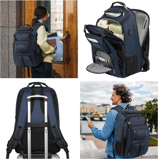 TSA Friendly Travel Laptop Backpack 18.4 inch XXXL Gaming Backpack Water-Repellent College Daypack Business Backpack with RFID Pockets & USB Port for Men