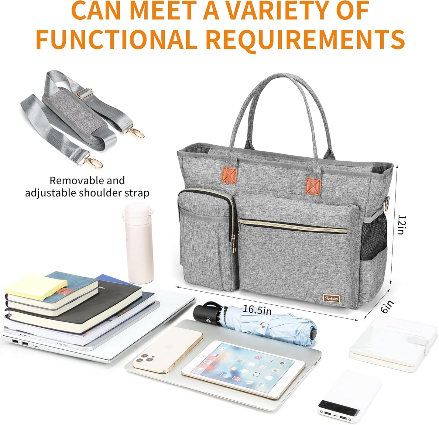 Laptop Tote Bag, Middle Size Computer Messenger Teacher Bag with 15.6'' Padded Laptop Sleeve