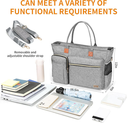 Laptop Tote Bag, Middle Size Computer Messenger Teacher Bag with 15.6'' Padded Laptop Sleeve