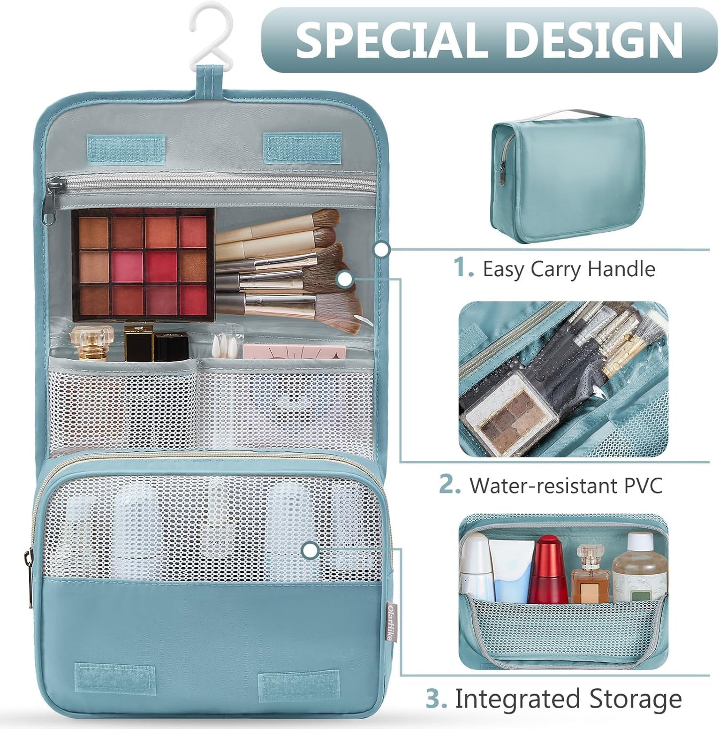 8 Set Packing Cubes for Travel, Gifts for Women Mom,Anti-Tearing Suitcase Organizer for Luggage with Shoe & Hanging Toiletry Bag,OlarHike Vacation Essentials & Accessories for Cruise Ship, Blue Gray