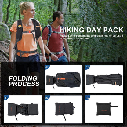 FIORETTO 20L Hiking Backpack for Women Men Mini Packable Backpack Lightweight Small Daypack for Camping Travel Outdoor, Black