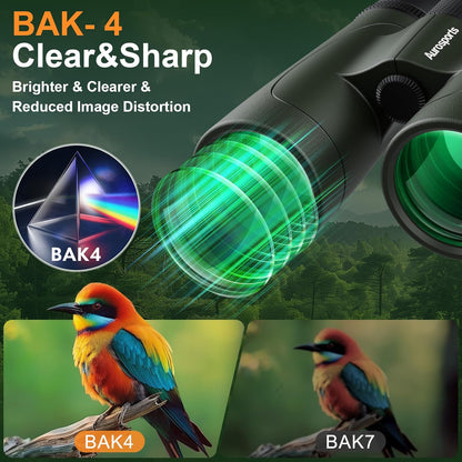 12x42 Binoculars for Adults High Powered: Waterproof HD Bird Binoculars - Large View Easy Focus with Clear Low Light Vision for Hunting Hiking Bird Watching Travel Cruise Green