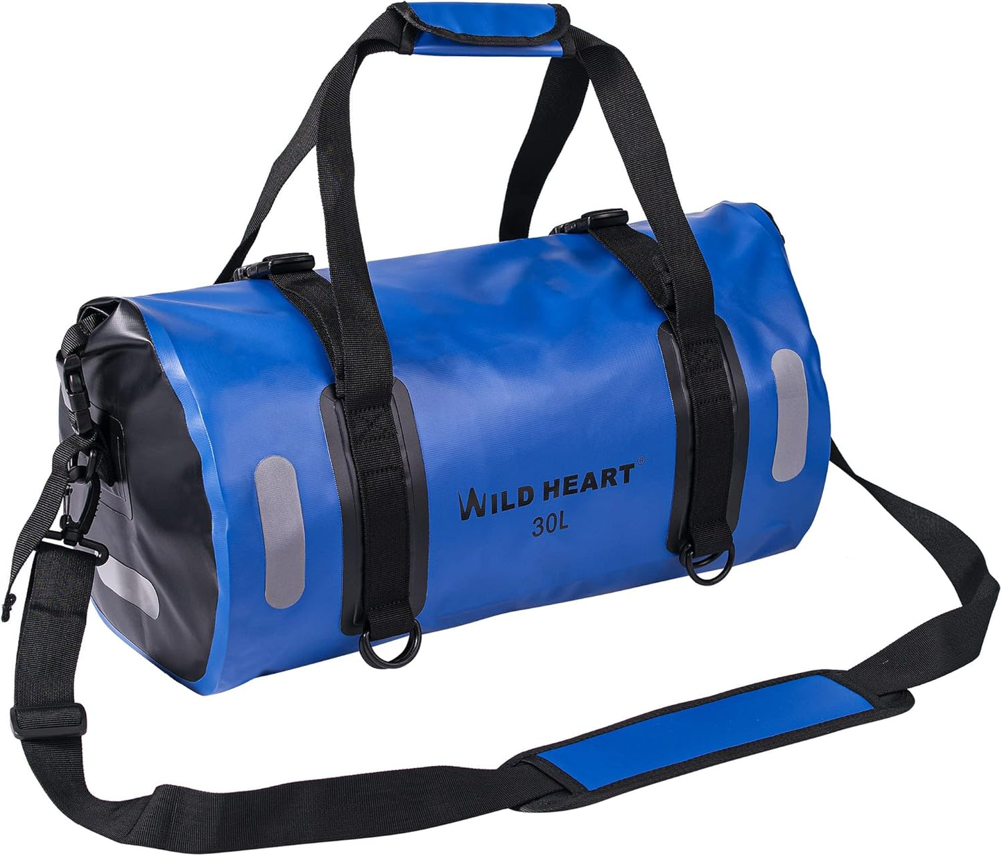 WILD HEART Waterproof Bag Duffel Bag 20L 30L 40L with Welded Seams Shoulder Straps, Mesh Pocket for Kayaking, Camping, Boating,Bicycle,Motorcycle