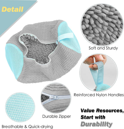 Shoe Washing Machine Bag,Laundry Shoe Bag for Washer and Dryer,Reusable Shoe Cleaning Bag for Sneakers,Tennis Shoes,With Self-locking Zipper, Microfiber Inside,Include Shoes Storage Bag (Grey(1PC))