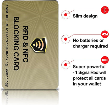 SaiTech IT RFID Blocking Cards - 2 Pack, Protects Entire Wallet/Purse, NFC/Contactless Bank Card Protector - Golden