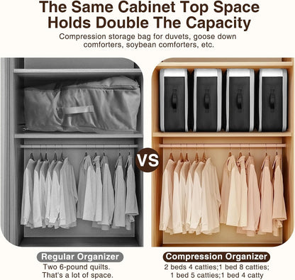 4 Pack Compression Storage Bags - 110L Large Capacity Comforter Storage Bag, 3-Layer Washable Ultra Space Saving Self Compression Organizer Space Bags for Blanket, Sweater, Sheet, Black