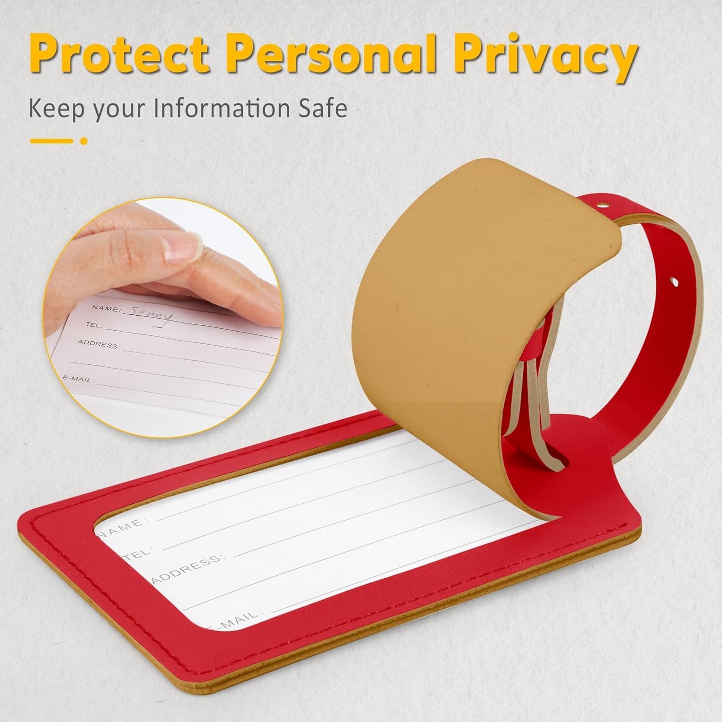 8 Pack Leather Luggage Travel Bag Tags by Travelambo