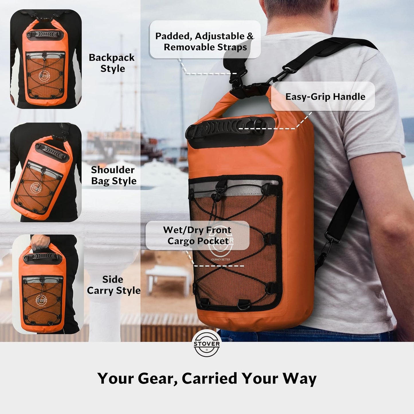 STOVER 5/10/25/30/40/55L Waterproof Backpack- Floating Dry Bag for Kayaking, Travel, Beach, Hiking, & Camping, Men/Women