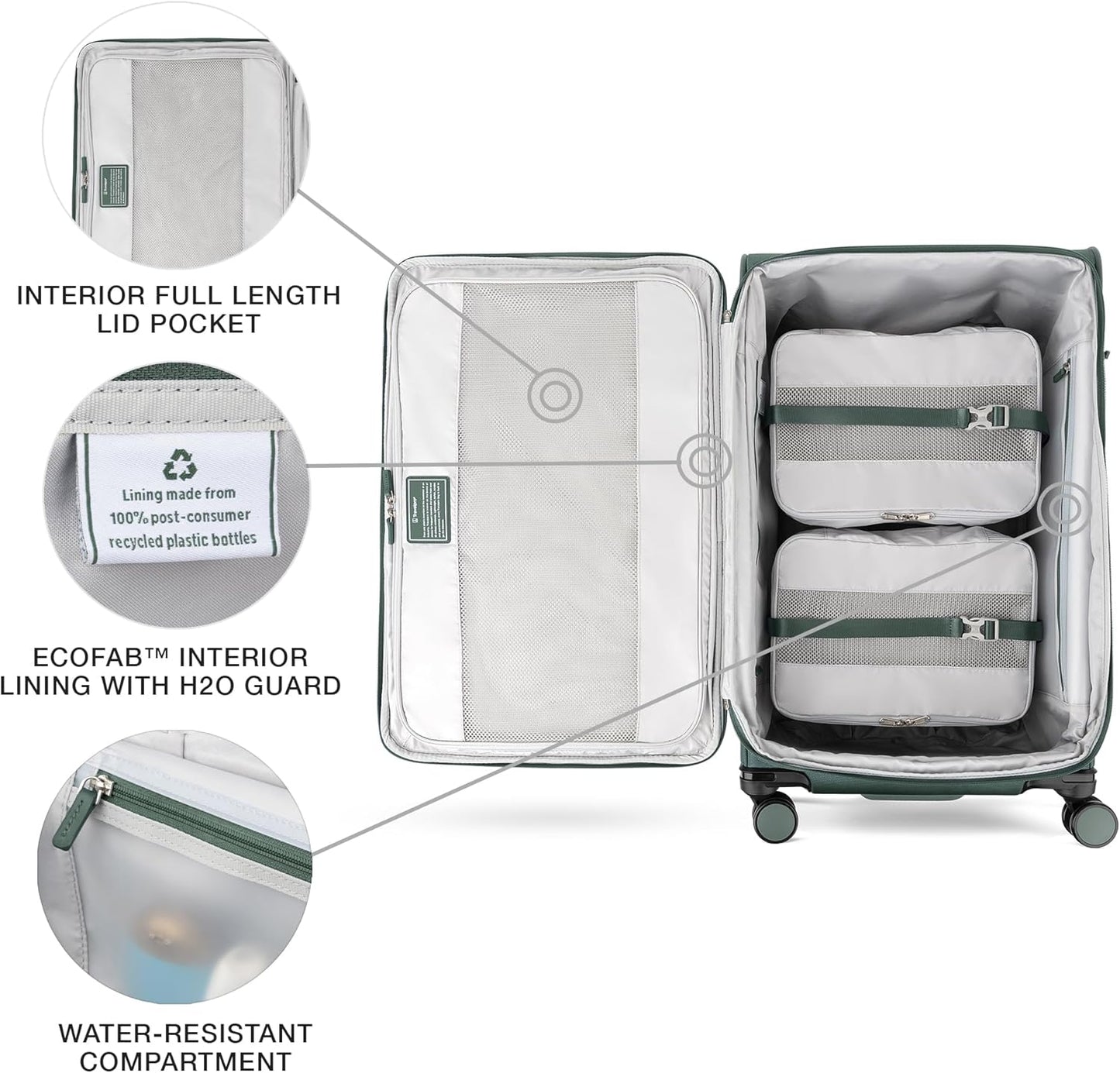 Travelpro VersaPack+ Lightweight Softside Expandable Checked Luggage, 8 Spinner Suitcase, TSA Lock, Men and Women, Checked Large 29-Inch, Desert Sage Green