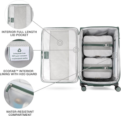 Travelpro VersaPack+ Lightweight Softside Expandable Checked Luggage, 8 Spinner Suitcase, TSA Lock, Men and Women, Checked Large 29-Inch, Desert Sage Green