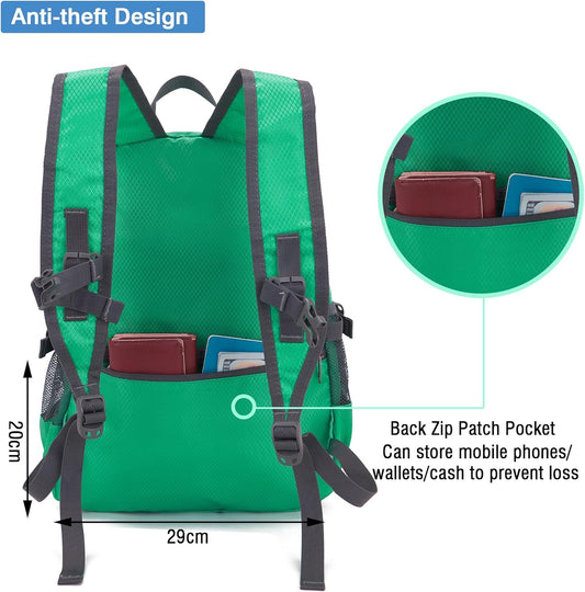 YZAOLL Small Lightweight Packable Hiking Backpack, 20L Hiking Backpack Day Pack for Women Men Travel Camping Vacation,Qing