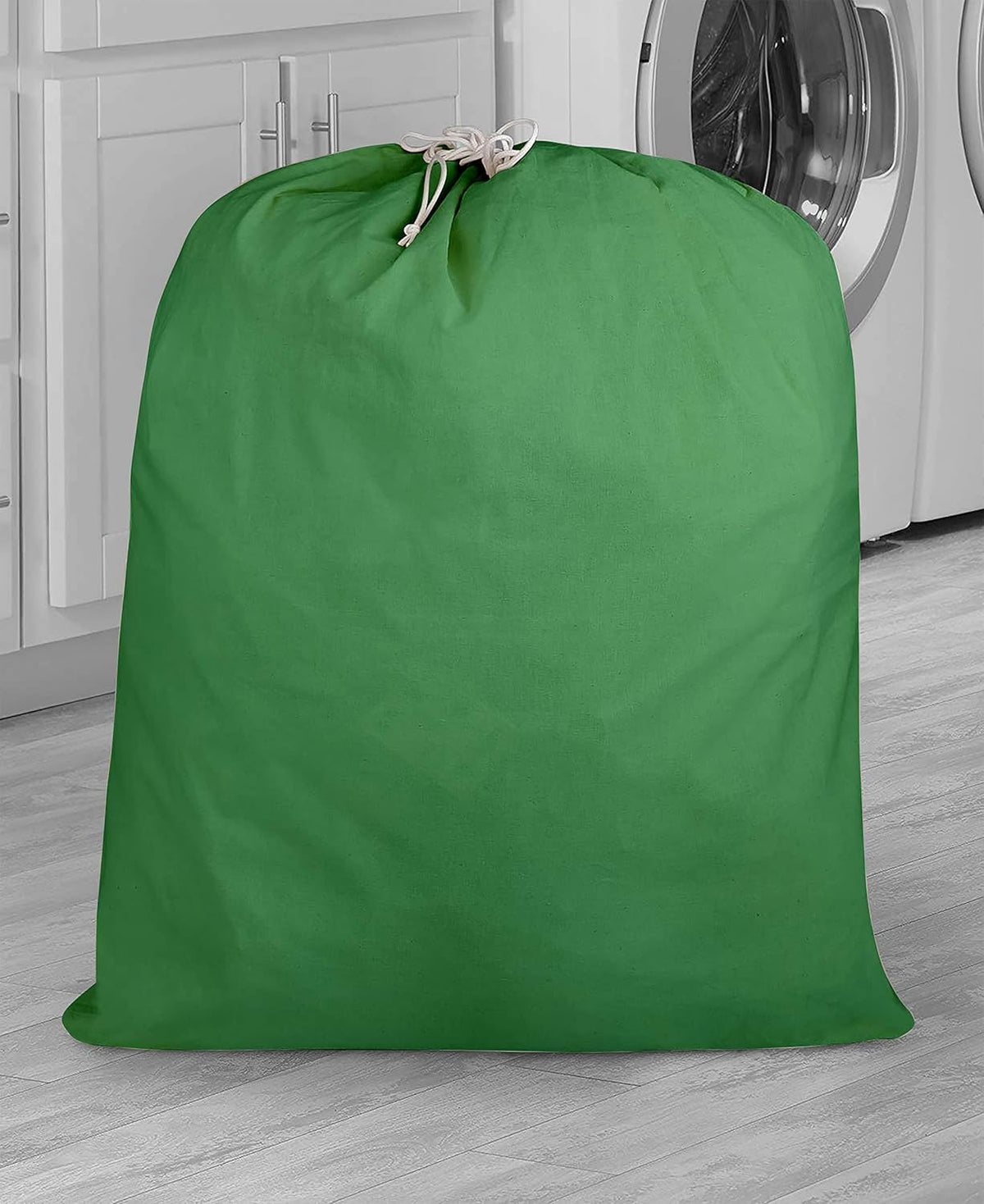 Urban Villa Laundry Bag Canvas|Dirty Clothes Travel Laundry Bag|Machine Washable|Reusable College Hostel Hamper Liner Bag for Garments Delicates Drawstring Closure 1 Pack Green Color|Size 28X36 Inches