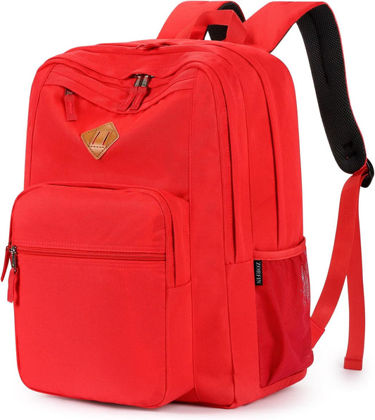 ZORFIN 26L Backpack for College, and Travel: Water Resistant Bookbag - Red
