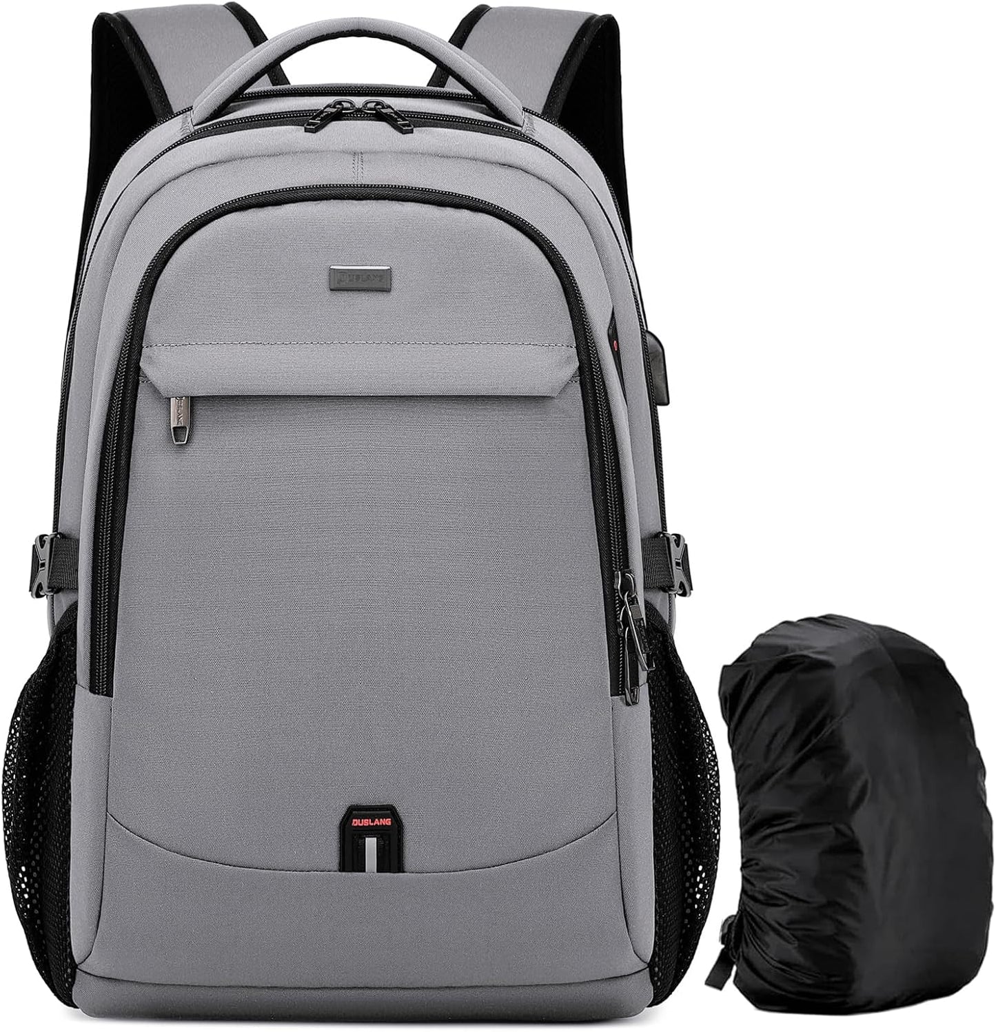 DUSLANG 17 Inch Laptop Backpack for Travel Water Resistant College Backpack for Men/Women Laptop Bag with USB Charging Port and Rain Cover,light grey