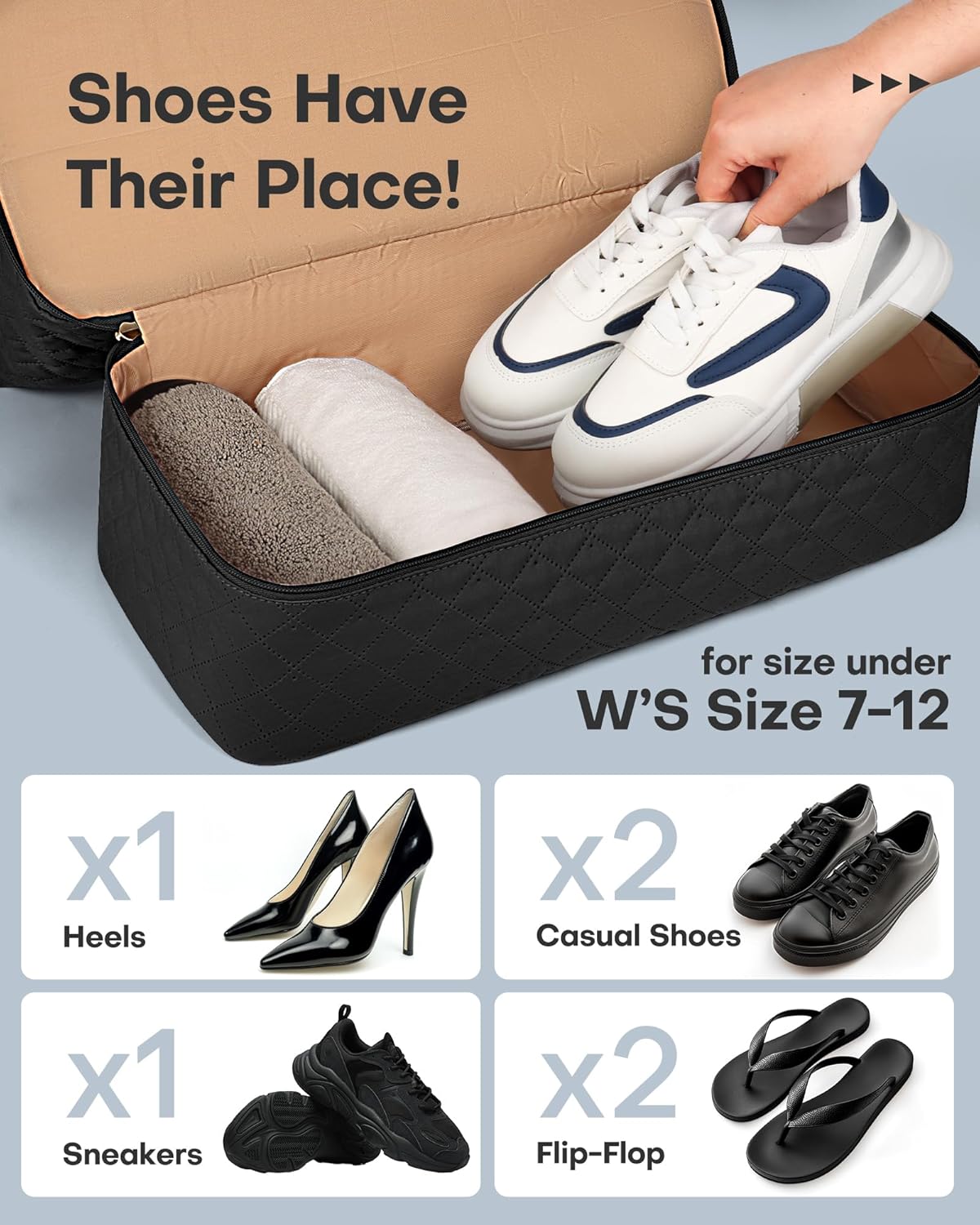 HOTOR Travel Duffel Bag - Weekender Bags for Women, Carry On Overnight Bag with Shoe Compartment, with Toiletry Bag for Travel Essentials and Travel Accessories, Black, 13.4"×17.3"×7.9"