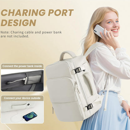Travel Backpack for Women, Carry On Backpack Flight Approved, Personal Item Travel Bag with USB Charging Port, Casual Daypack College Bag Suitcase Backpack for Weekend, Fit 16 Inch Laptop