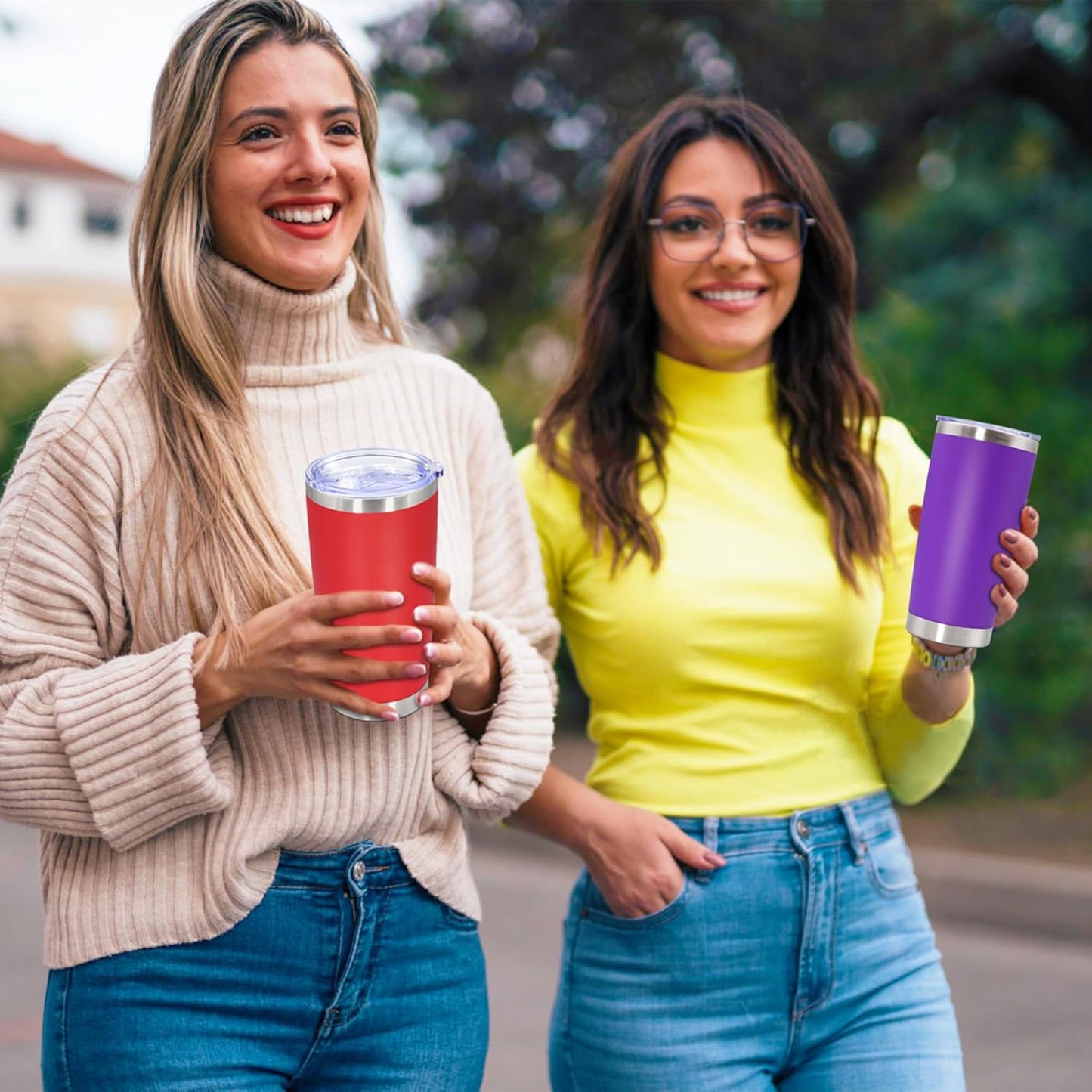 20oz Tumbler Stainless Steel Tumbler Cup with Lid Vacuum Insulated Double Wall Travel Mug, Durable Powder Coated Travel Coffee Tumbler Mug for Hot & Cold Drinks, Red,1 Pack