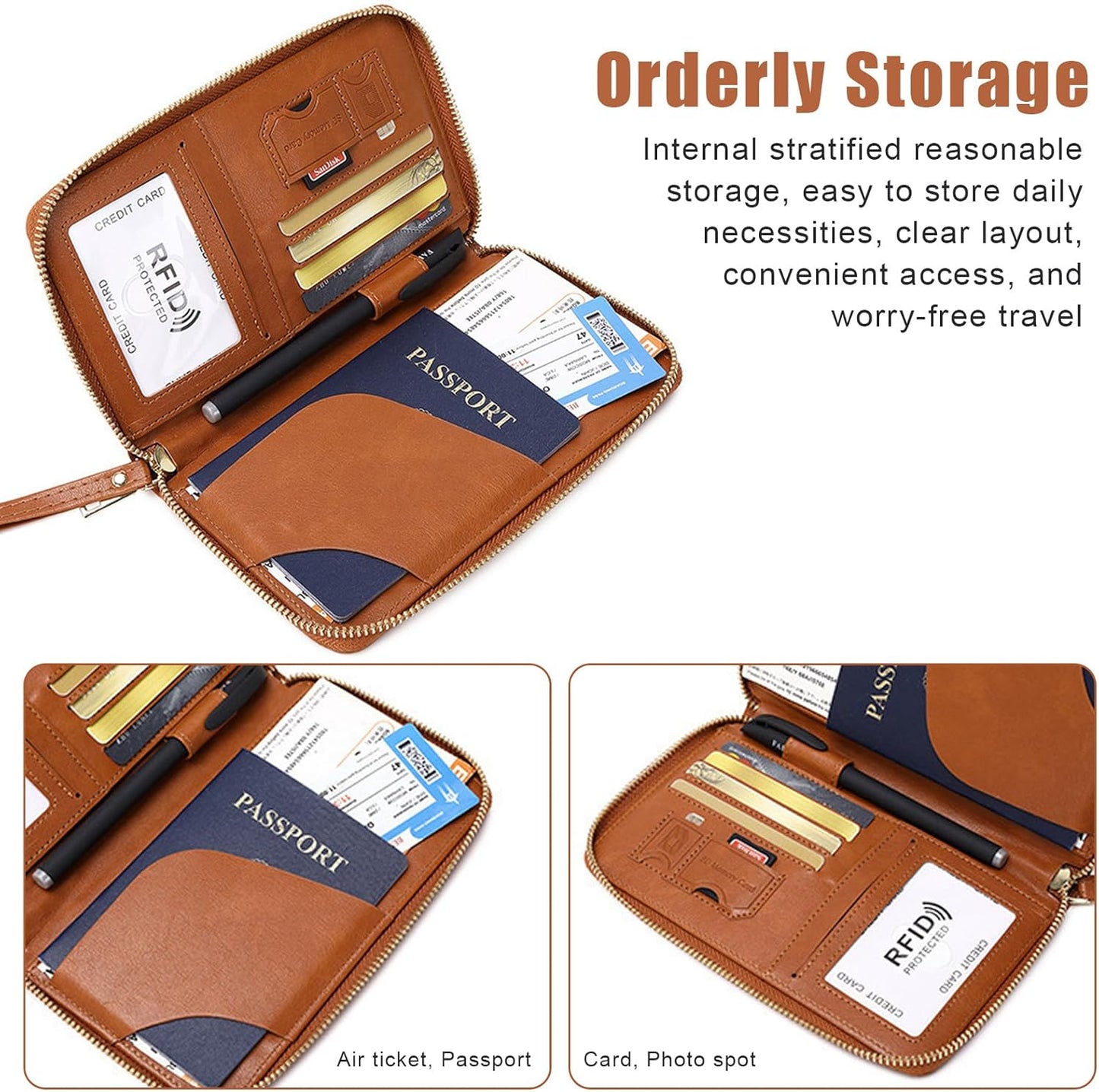 Multi-Function RFID Travel Passport Wallet with Phone Pocket - Ultimate Passport Holder for Women & Men | Holds Phones, Passports, Cash, Cards & Boarding Passes (Blue)