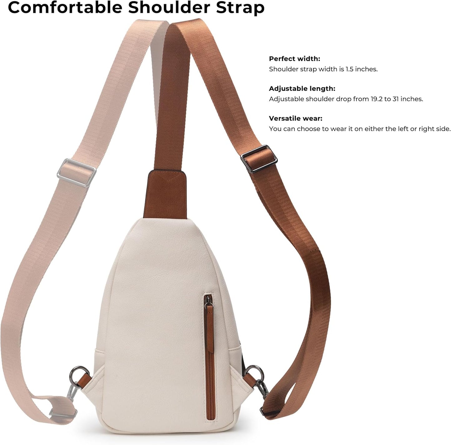 Alldaily Large Sling Bag for Women Crossbody Purse Leather Fashionable Trendy Chest Bag for Travel, Fanny Pack (White)