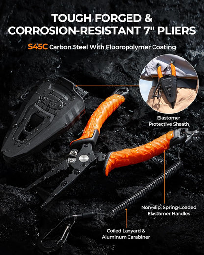 KastKing SteelStream Fishing Tool Set, Fishing Gear - Corrosion Resistant Fishing Pliers, Fillet Knife, Fishing Scissors, Fish Lip Gripper, Multi-Functional Jaw, Fishing Gifts for Men