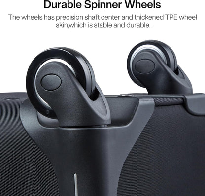 Hanke Luggage Sets 2 Piece Softside Expandable Luggage With Spinner Wheels TSA Lock,Travel Luggage Rolling Suitcase Checked Luggage Black(20/28)