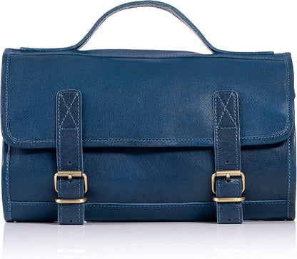 KomalC Premium Buffalo Leather Hanging Toiletry Bag Travel Dopp Kit