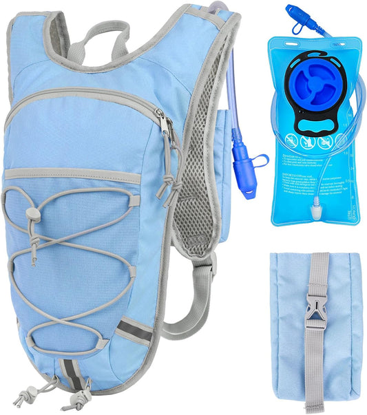 Lightweight Hydration Backpack 2L Water Bladder Pack for Running, Cycling, Hiking – Anti-Theft Water Backpack with Phone Holder, Trekking Pole Holder & Reflective Strips for Men & Women