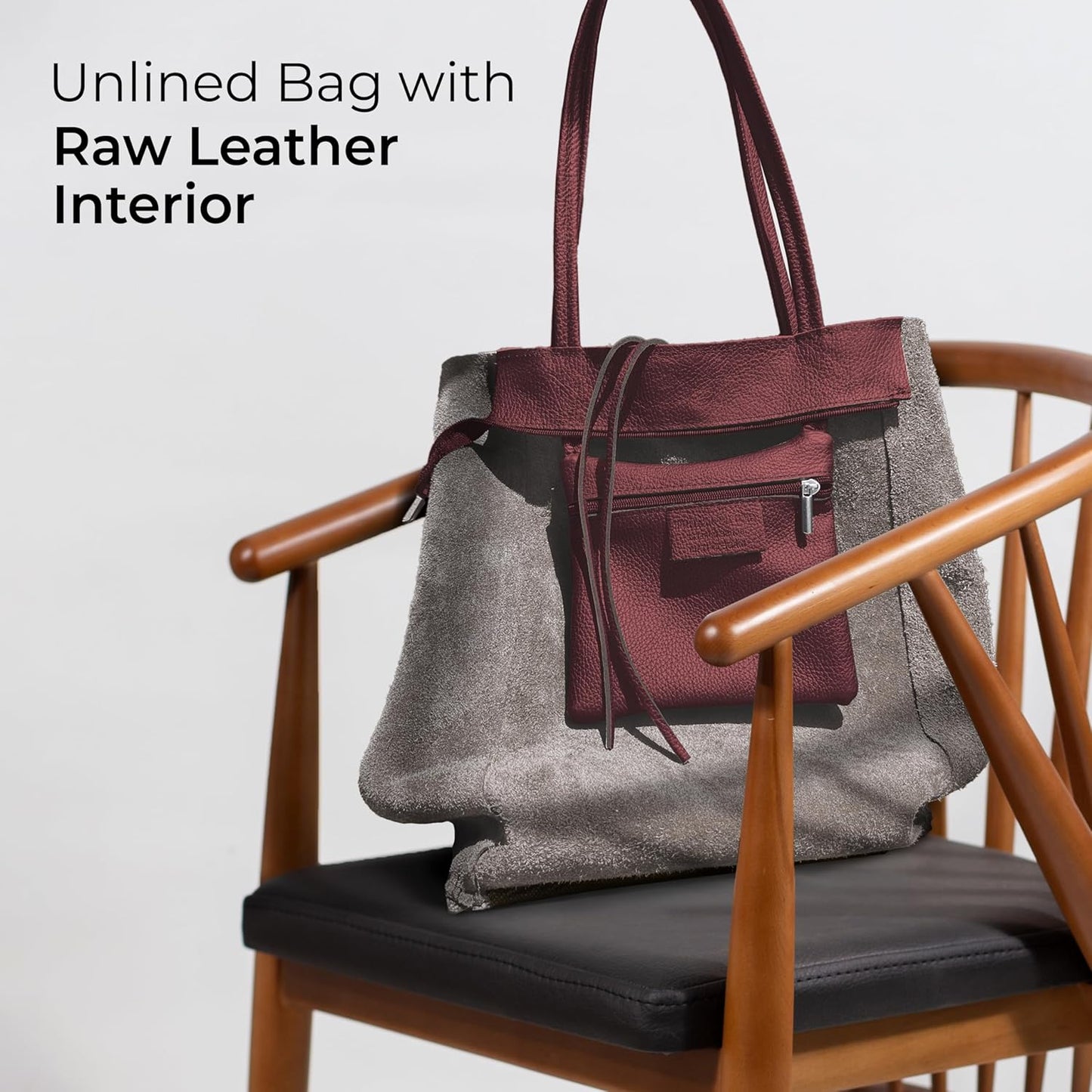 Italian Calf Leather Tote for Women with Zipper, Inner Pocket & Flat Base | Soft Unlined Shopper for Work & Travel