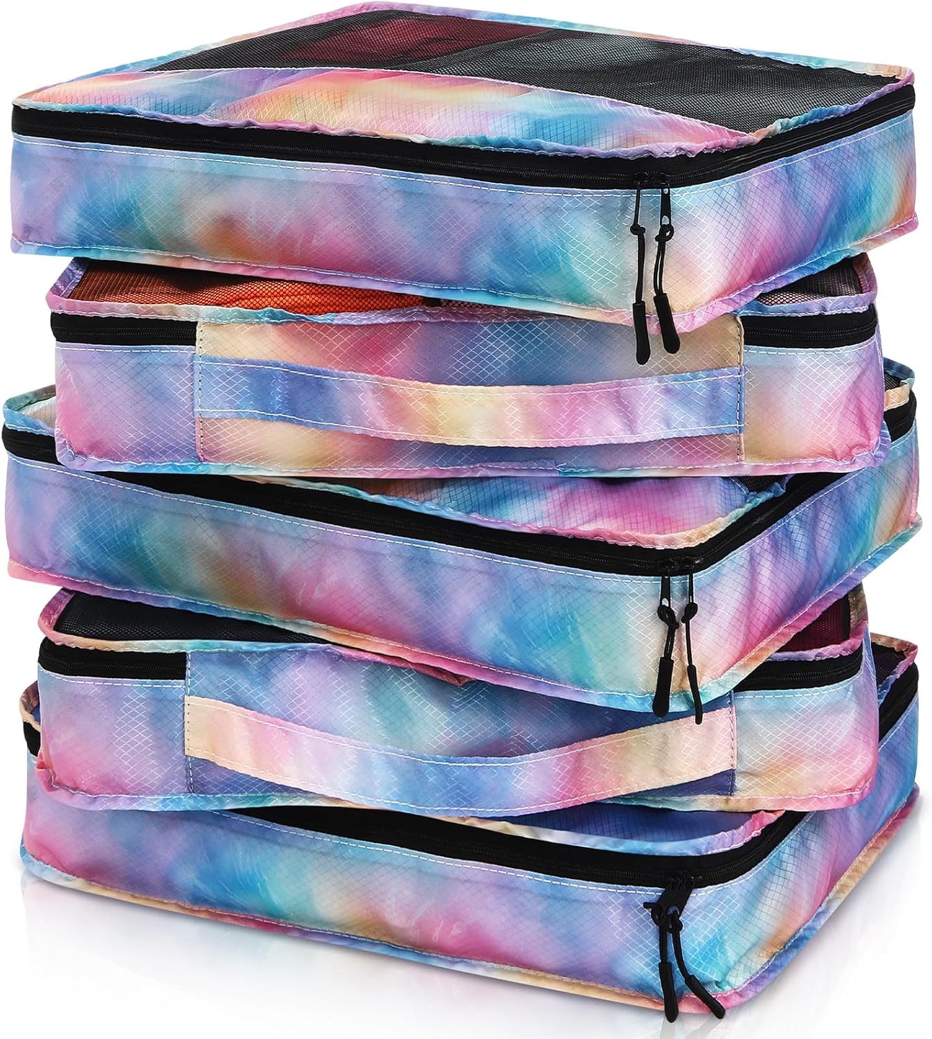 5 Pcs Packing Cubes for Suitcase Large Travel Cubes Carry on Luggage Organizer Bags for Clothes Accessories(L,Watercolor)