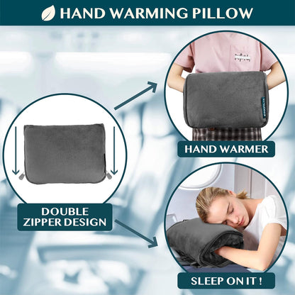 PAVILIA Travel Blanket Pillow, Soft Airplane Blanket 2-in-1 Combo Set, Plane Blanket Compact Packable, Flight Essentials Car Pillow, Travelers Gifts Accessories, Luggage Backpack Strap, 60x43 Gray