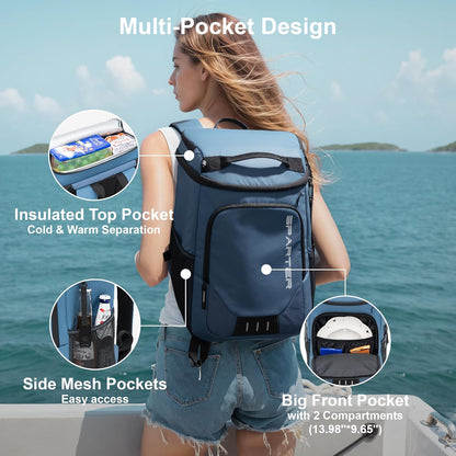 SPARTER Backpack Cooler Insulated Leak Proof 33/49 Cans, 2 Insulated Compartments Thermal Bag, Portable Lightweight Beach Travel Camping Lunch Backpack for Men and Women